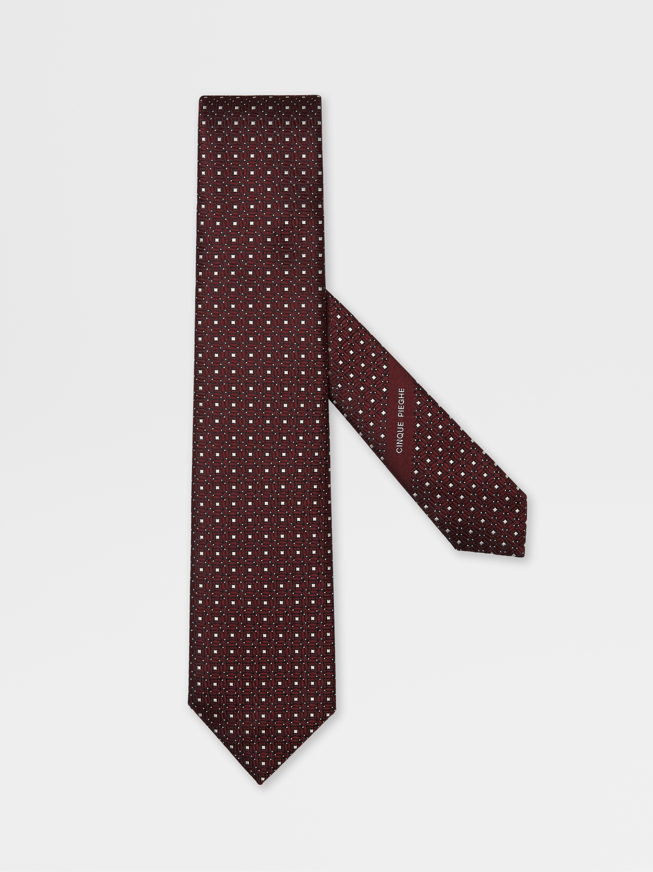 Burgundy Printed Silk 5 Pieghe Tie